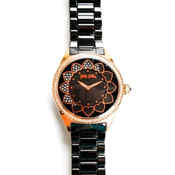 Folli Follie Crystal-Trim Rectangular Watch in dark navy and Gold Folli Follie Watches - By Price: Lowest to Highest  main image 4